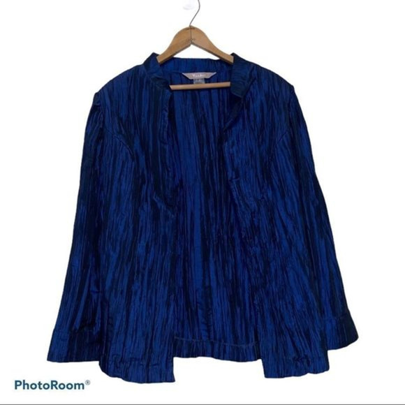 Tan Jay blue crinckled‎ open cardigan jacket - Picture 1 of 7